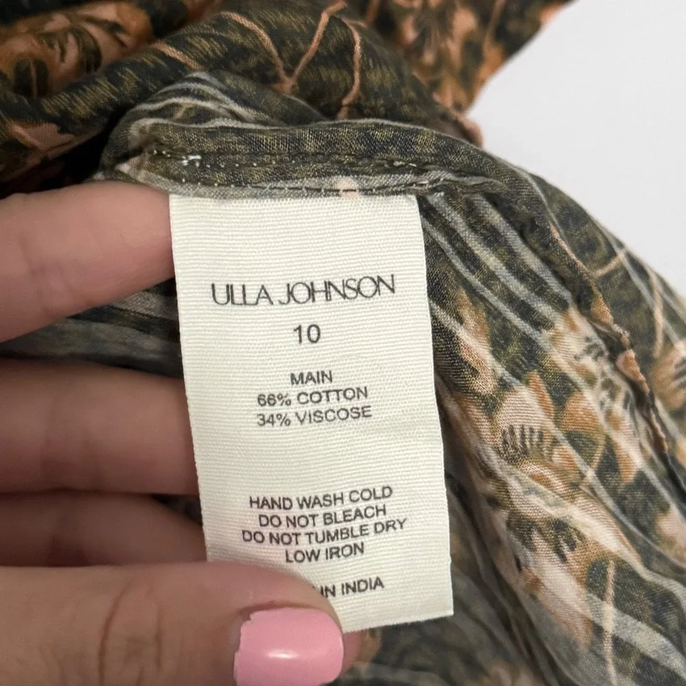 Ulla Johnson Sena Blouse Floral Puff Sleeve Tie Neck Boho - 10
